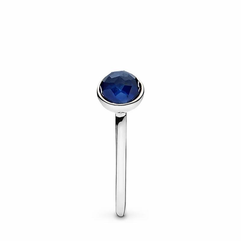 Pandora September Droplet Stackable Ring - Sterling Silver/Blue/Synthetic Sapphire - Canada | AJ8140